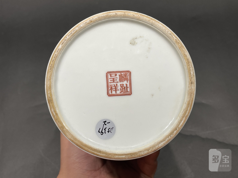 民国 粉彩麟趾呈祥帽筒一对 - 图9